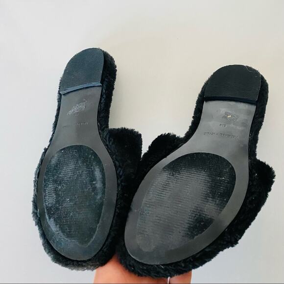 KENDALL & KYLIE Black Faux Fur Fuzzy Chloe Slide Sandals Slippers 6 Y2K 90s - Picture 5 of 7